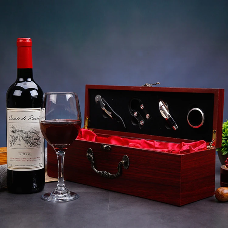 
Custom cheap red lequor single wooden wine bottles box 
