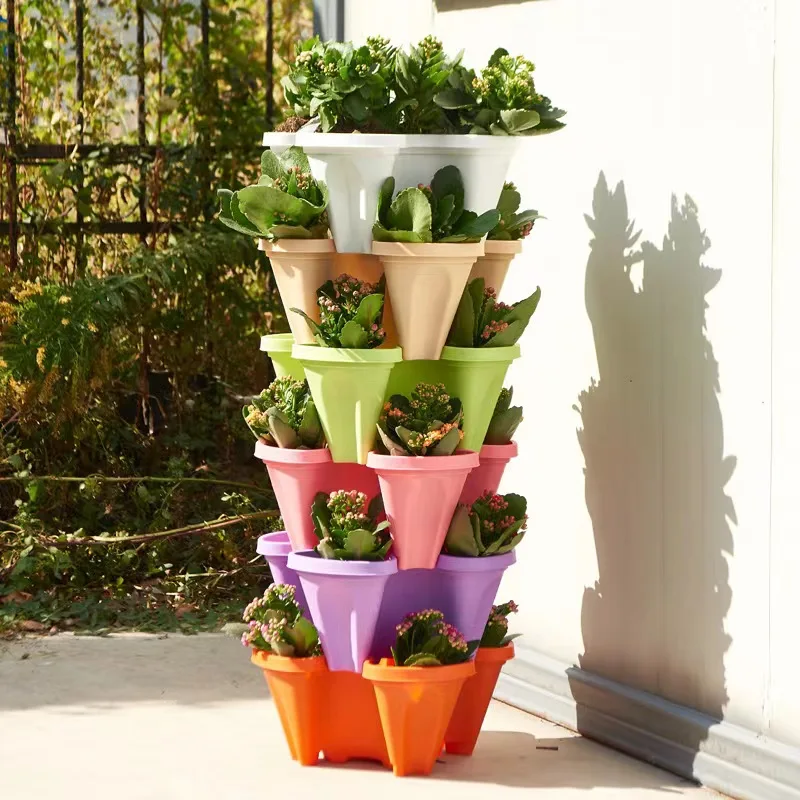 Multi-layer combination resin flower pot strawberry vegetable planting pott