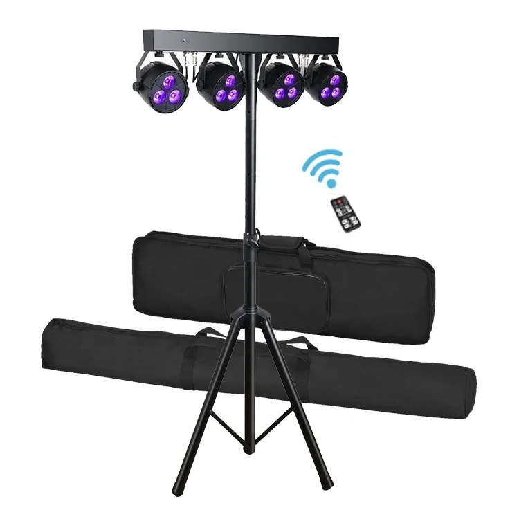 12x4 Вт RGBW 4 в 1 цветная система DJ-бара светодиодное сценическое освещение со штативом и сумкой для путешествий светодиодная Вечеринка набор бара ночного клуба