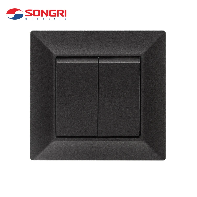 Black White Switches And Sockets Electrical,82*82mm Electrical 2 Gang 1 Way 10a Switch For Home