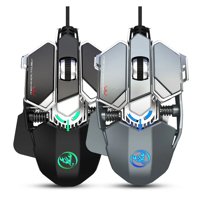 
Metal Gaming Mouse Wired USB 9 Buttons 6400dpi Macro Programming Computer Mechanical RGB Mouse 