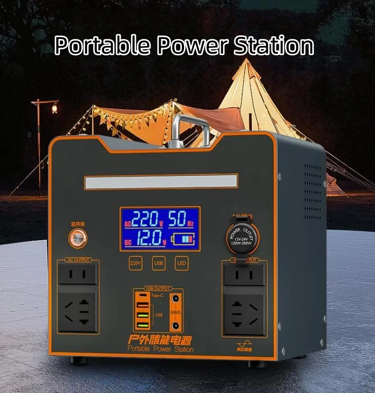OEM Outdoor Camping 220V Solar Portable Power Bank Multi-functional 350W 2000W Li Fast Charging  Cable with USB and Type-c
