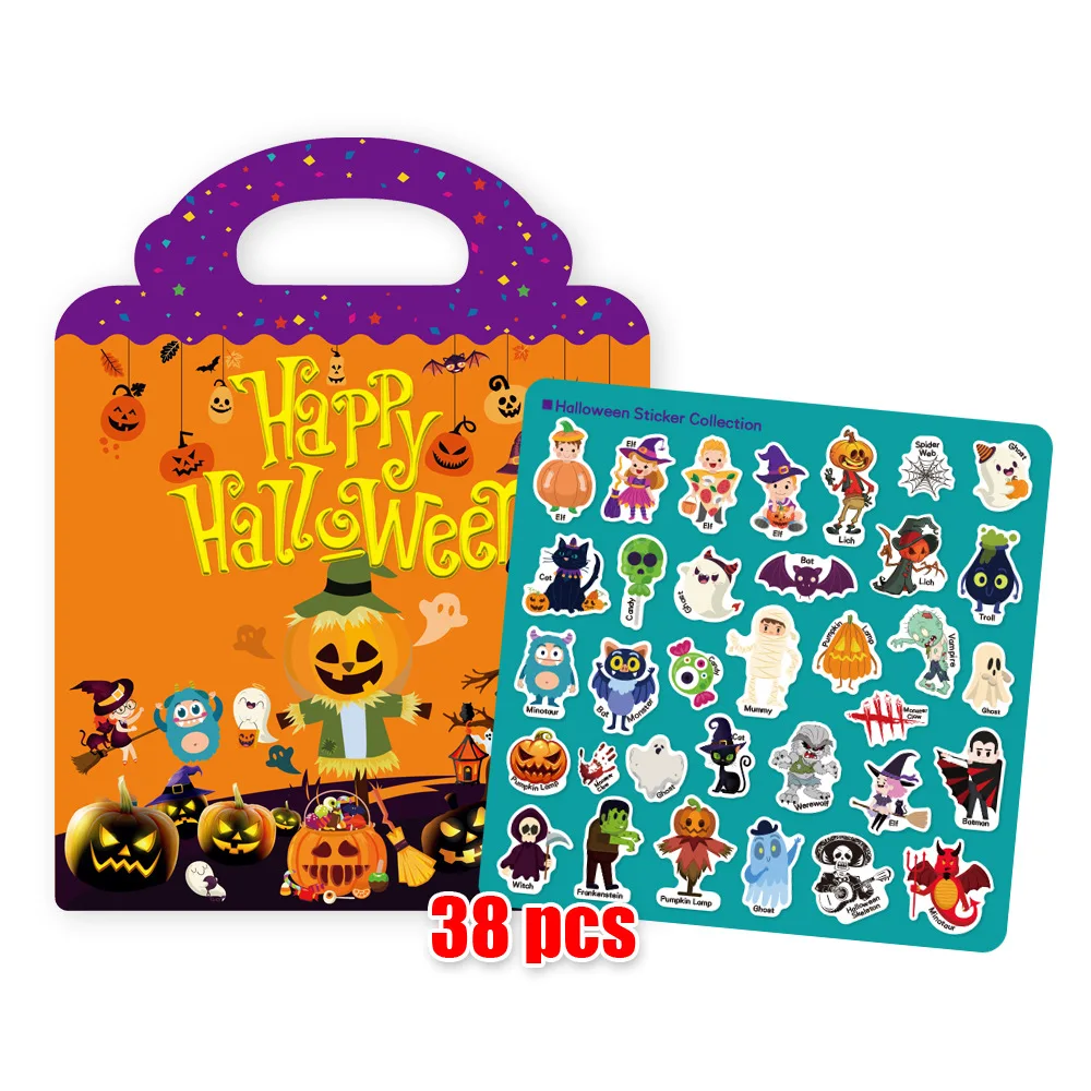 Happy Halloween Kids my first sticker book Kids cartoon Design DIY  reusable eco-friendly sticker activity book