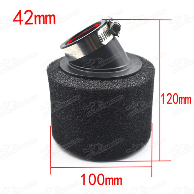 32mm 35mm 38mm 42mm 45mm 48mm Bend Elbow Neck Foam Air Filter Sponge Cleaner Moped Scooter Dirt Pit Bike Motorcycle RED BSE