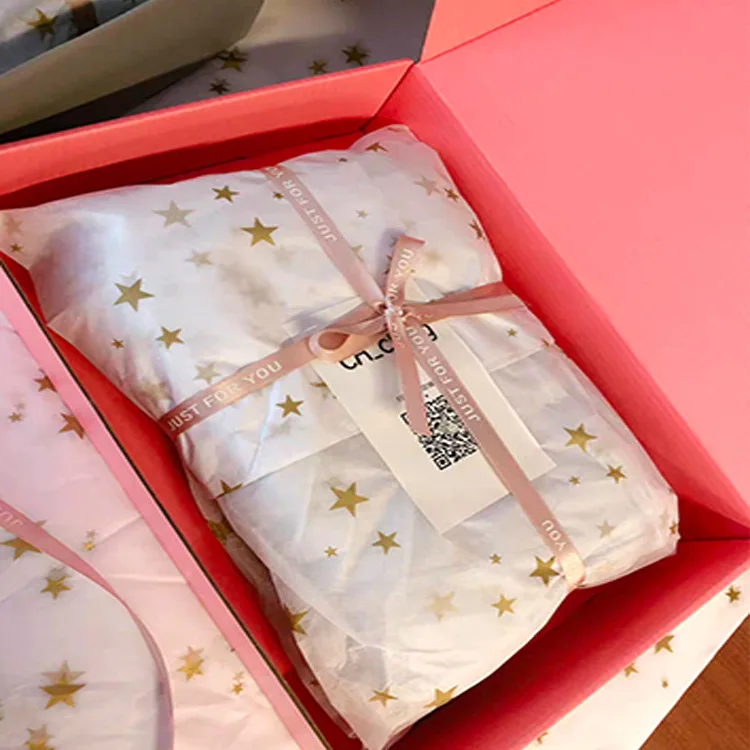 2021 New Fashion Custom Printed Flower Wrapping Tissue Paper Roll Custom Tissue Packaging