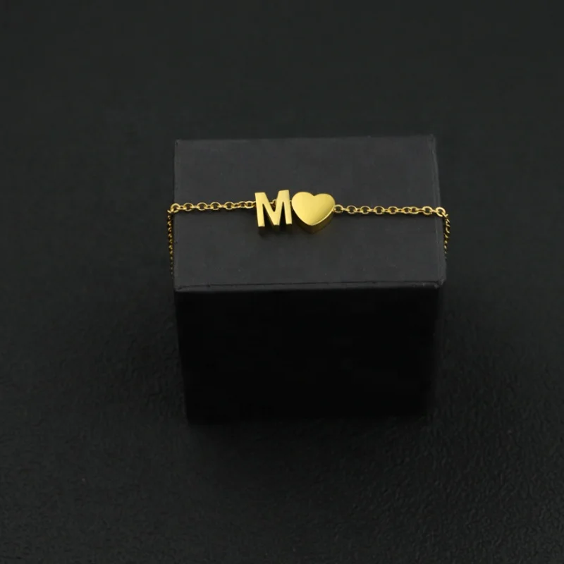 Женские Модные ювелирные изделия A-Z 26 слово лакомство Сердце ожерелье 18K позолоченные цепи письмо 100% из нержавеющей стали