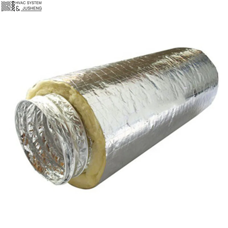 R6 R8 HVAC Systems Duct/Hose Fiberglass Reinforced  Aluminium Insulated Flexible Ducts
