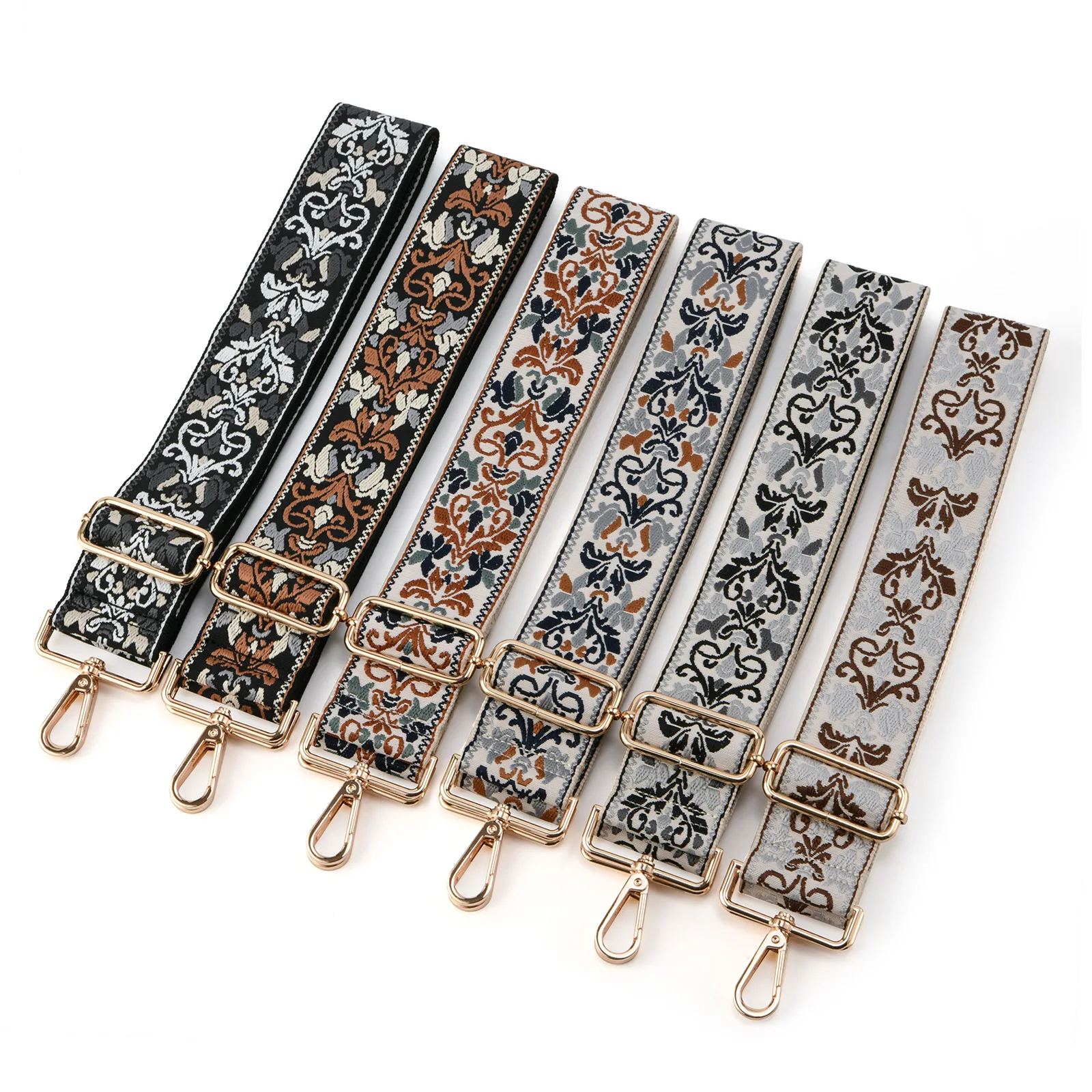 New national style embroidery adjustable bag with accessories thick canvas strap one shoulder diagonal across wide straps