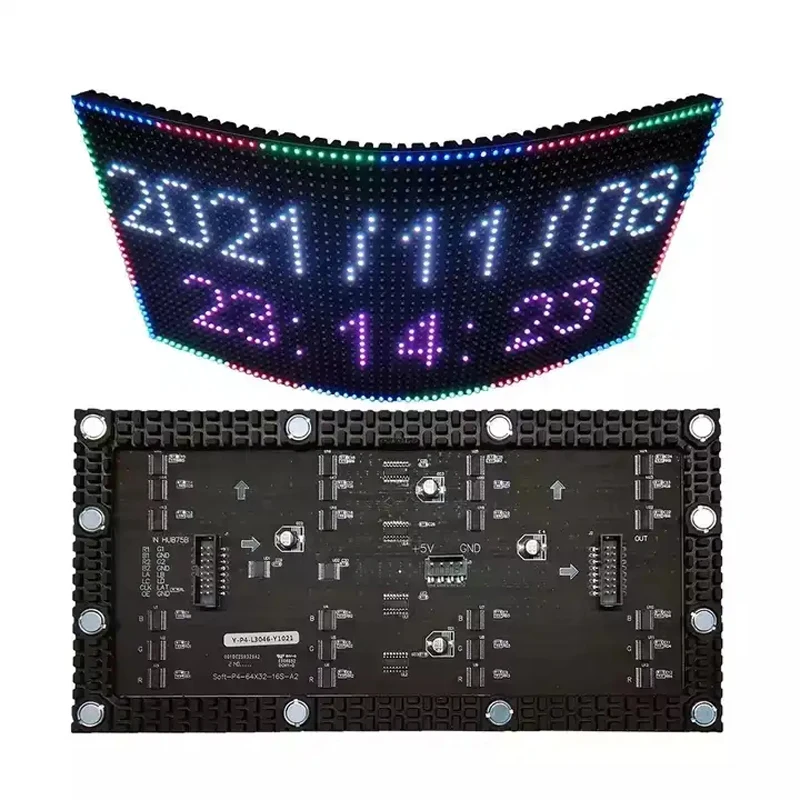 P2/P4 светодиодный мягкий модуль 256x128 мм P4 Светодиодная панель для внутреннего Полноцветного светодиодного изогнутого дисплея гибкий