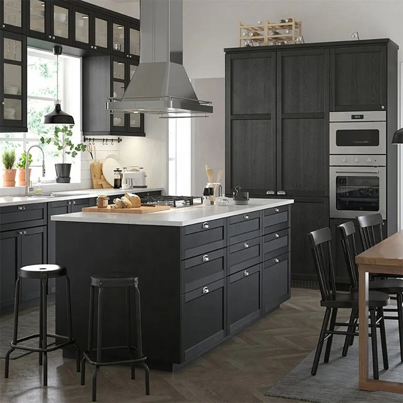 China Factory Modern Design Luxury Plywood Customized Lacquer Black And White Modular Kitchen Cabinets