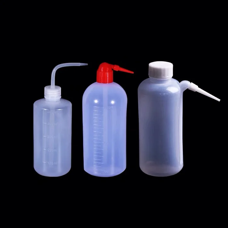 Plastic 250ml 500ml washing bottle with graduation scale with pink blue white color