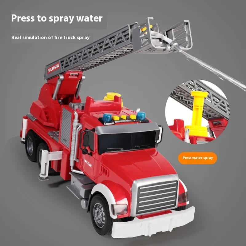 Extra Large Unisex Inflatable Fire Ladder Truck Toy Durable Plastic Educational Friction Vehicle for Kids