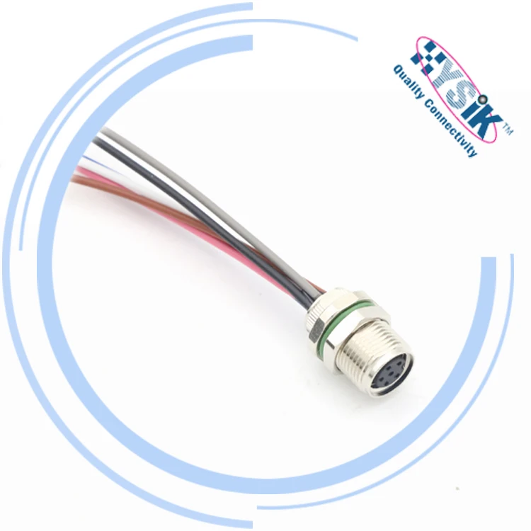 Female M8 Cable Connector Panel PCB Contacts Shielded with 0.5m of UL1007 UL2464 wire A coded  sensor connector