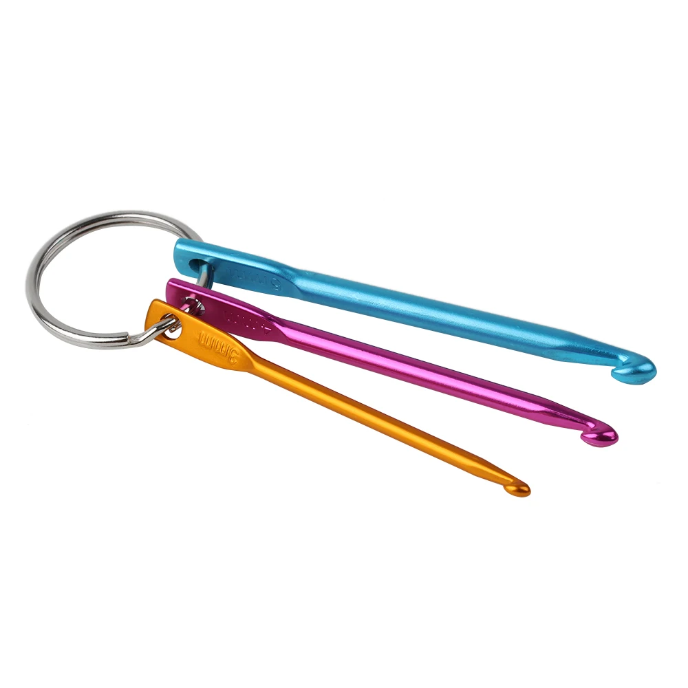 Multicolour Aluminum Keychain Crochet Hooks DIY Crafts Tools Knitting Needles