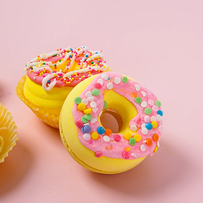 Wholesale Bath Fizzer Ball Mini Gift Set Organic Cleansing Donut Kids Shape Bubble Bath Bomb