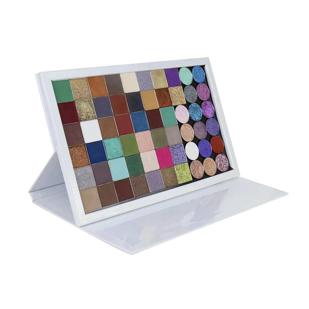 Empty Eyeshadow Magnetic Make Up Palette with Mirror, with 60 Pcs Adhesive Metal Stickers for Eyeshadow Powder Pans