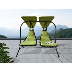 Proper Price Swing Hanging Twins Steel Hanging Chair Patio Garden Double Swinging Chair With Shelter
