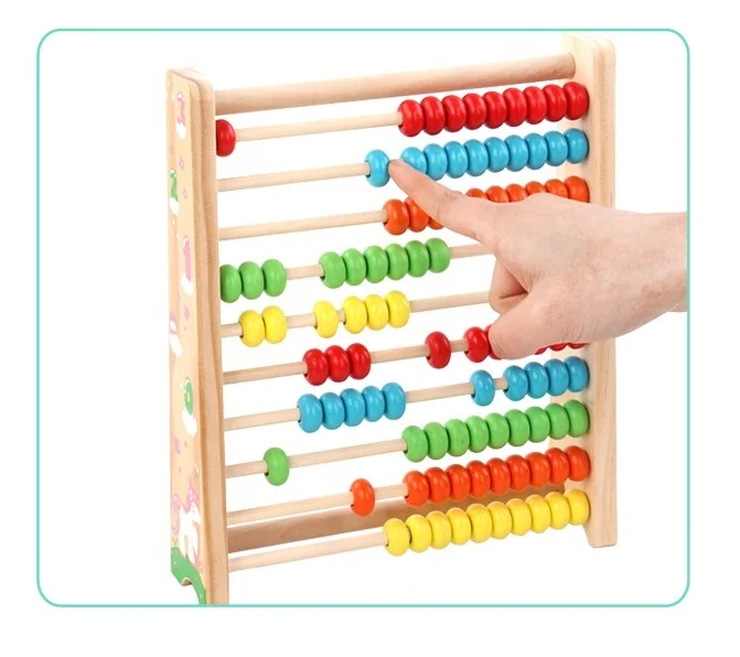 Early Educational Teaching Toys Children 10 Row Colorful Wooden Beads Abacus Soroban