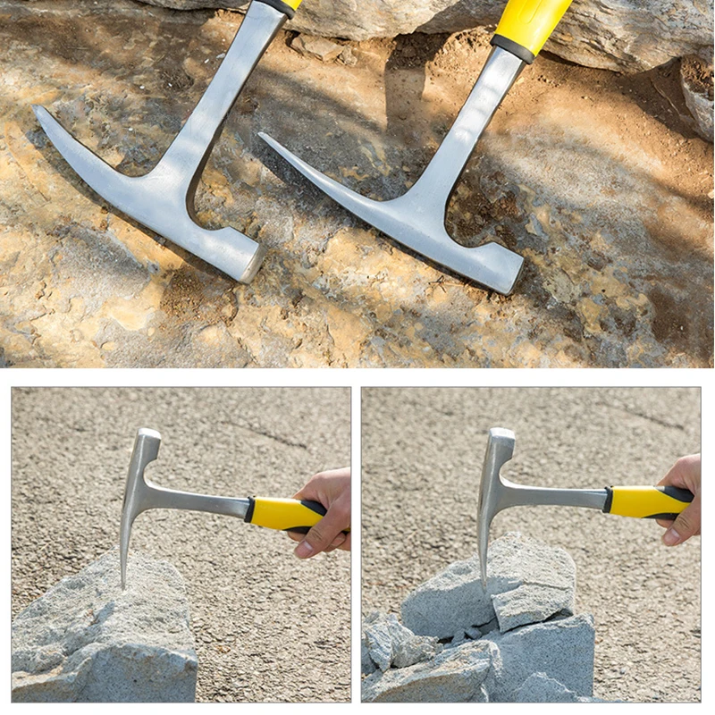 Геологический молоток из высокоуглеродистой стали, геология горных пород, проба, плоский заостренный наконечник, ручной инструмент для снижения ударов