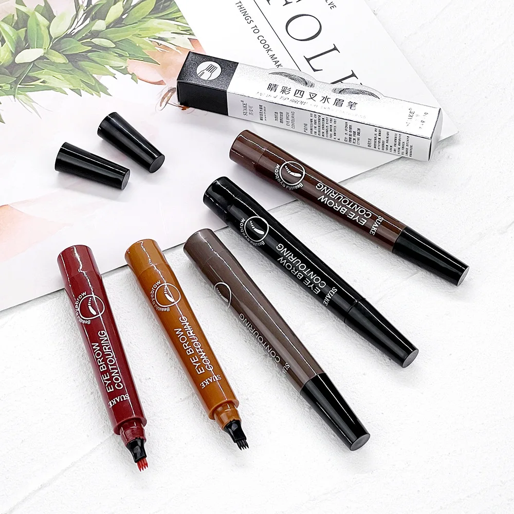 Four-head Simulation Native Water Vegan Eyebrow Pencil 3D Long Lasting Ultra-fine Liquid Eyebrow Pencil