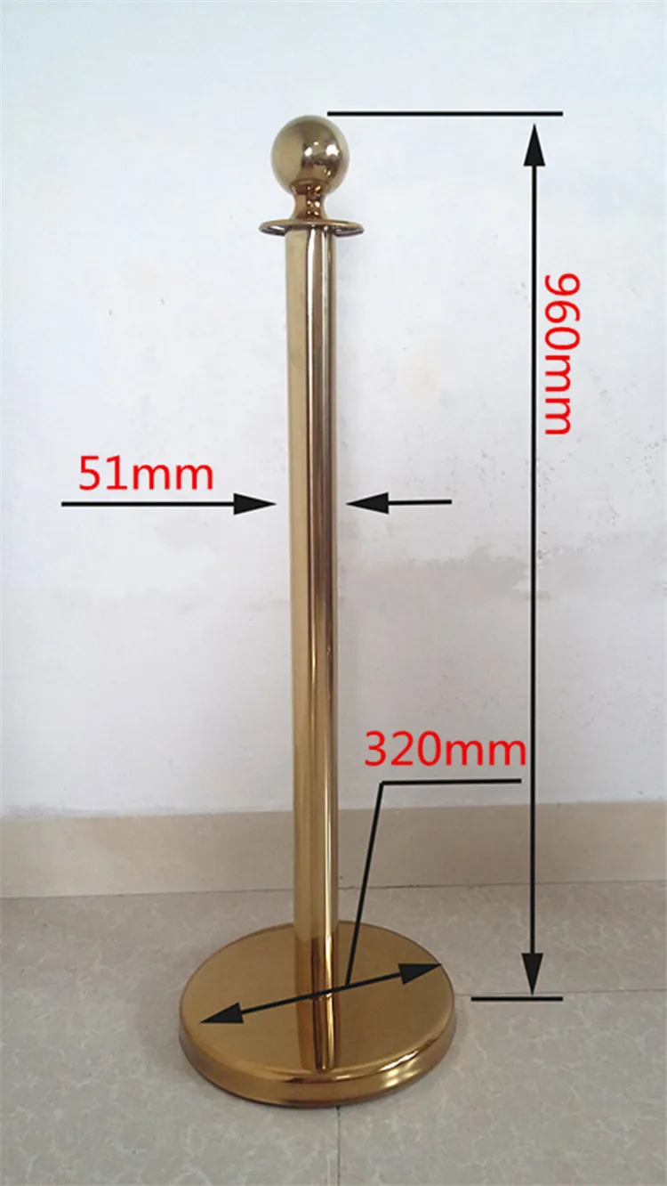 Gold and Silver Crowd Control Stanchion Posts with Red Velvet Rope for Hotel Party and Event Barriers