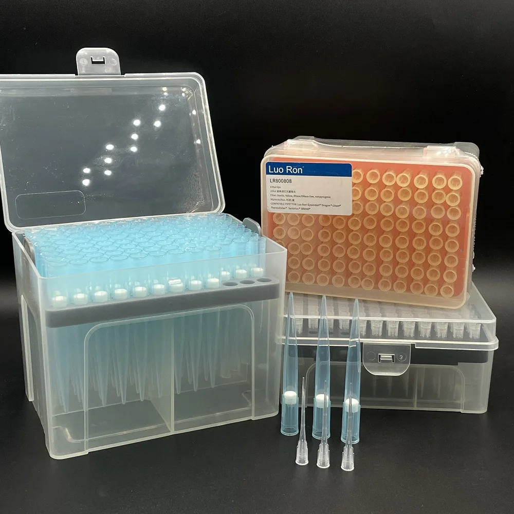 disposable all size sterile filters tip plastic  pipette tips with filter 10ul 20ul 50ul 100ul 200ul 300ul 500ul 1000ul 1250ul