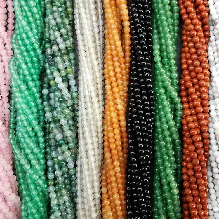 Natural Gemstone African Turquoise Amethyst Black Agate Moonstone 3mm Natural Stone Beads Crystal Beads Wholesale Bulk