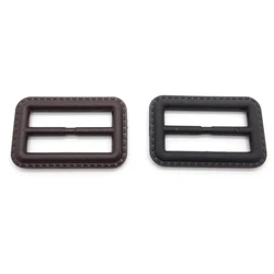Rectangular Brown Black Custom Waterproof Genuine Covered Leather Belt Cover Buckles For Belts