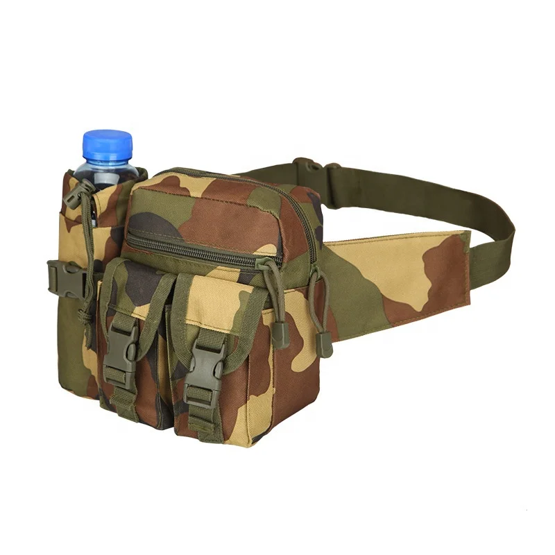Zipper Oxford Camouflage Messenger Survival Tool Chest Bag Outdoor Sports Waist Purses For Men With Bottle Holder