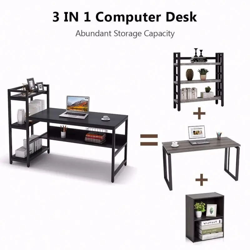 Modern simple desk office furniture computer table large desktop pc office gaming computer desk with bookshelf