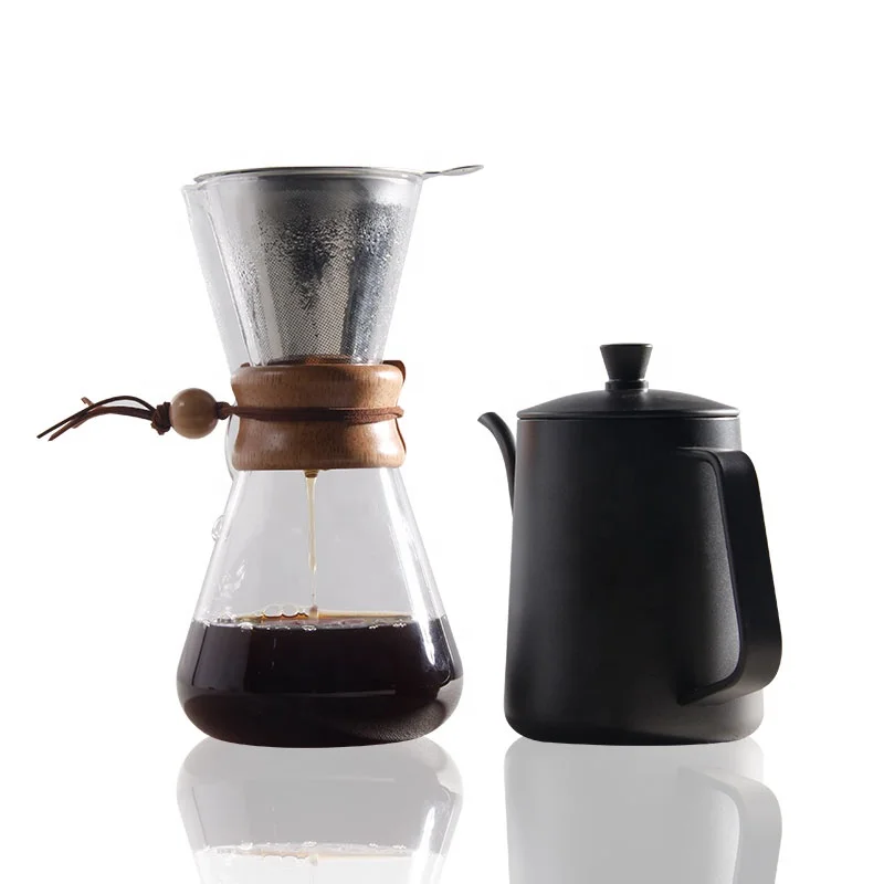 Лидер продаж инструменты для кофе и чая 900 мл высокое боросиликатное стекло кофейник деревянный