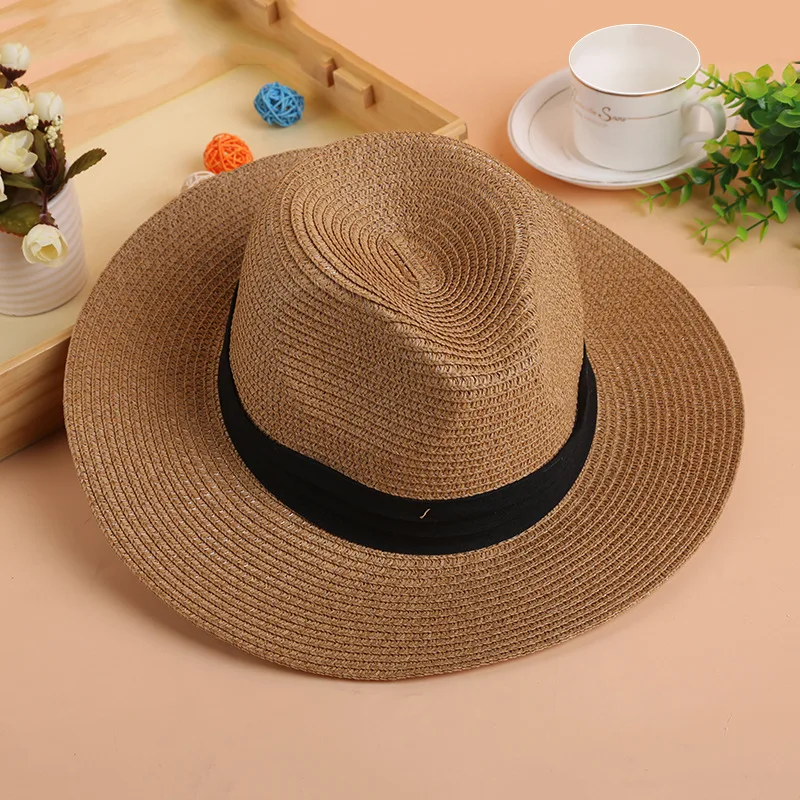 Summer beach hats wholesale women men panama straw hat with custom logo
