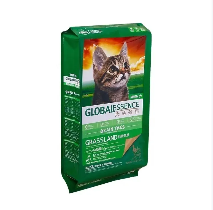 Biodegradable 1Kg 5Kg 10Kg 15Kg 20Kg Stand Up Flat Bottom Pet Dog Food Packaging Kraft Paper Bag Animal Feed Pouch