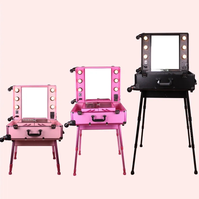 Профессиональная косметичка на колесиках чемодан для косметики с колесиками Вместительная женская коробка и ногтей