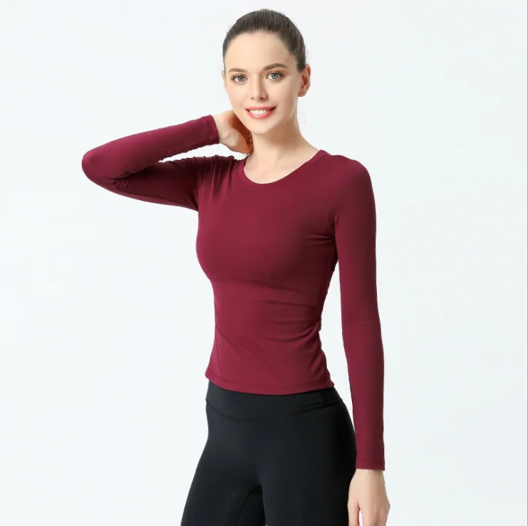 Breathable Yoga Bodybuilding Gym Workout Fitness Athletic Top Fit Open Back Sport Long Sleeve T Shirt smock
