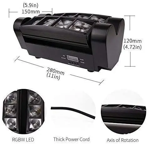 Best Quality DJ Stage Lights RGBW 4 in 1 LED Mini Spider Beam Light Moving Heads Remote Control for  Party Wedding Disco Ball