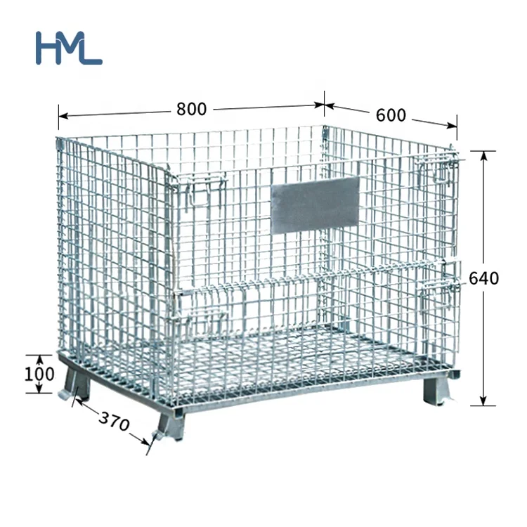 Hot selling cheap zinc galvanized steel logistic stackable collapsible wire storage cage