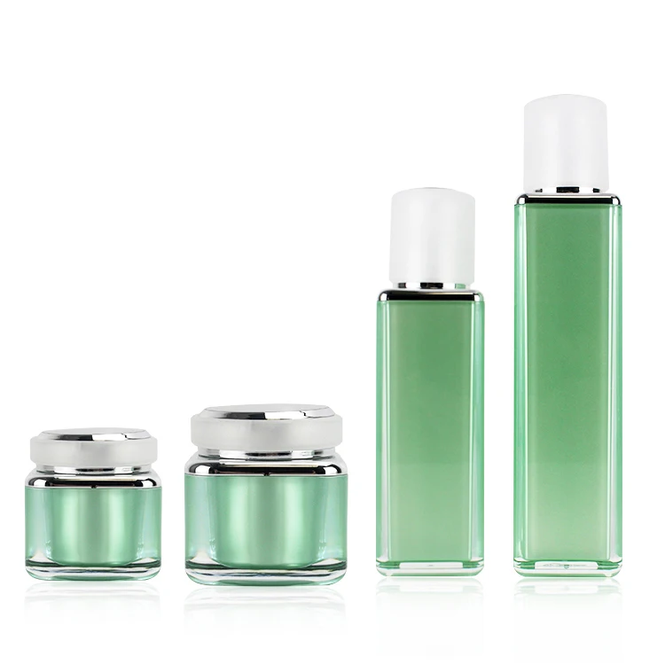 Eco friendly Shape Oil 10ml Luxury Lotion Square Acrylic Jar Plastic 30ml Packaging Airless Bottle Set  Cosmetics Bottles
