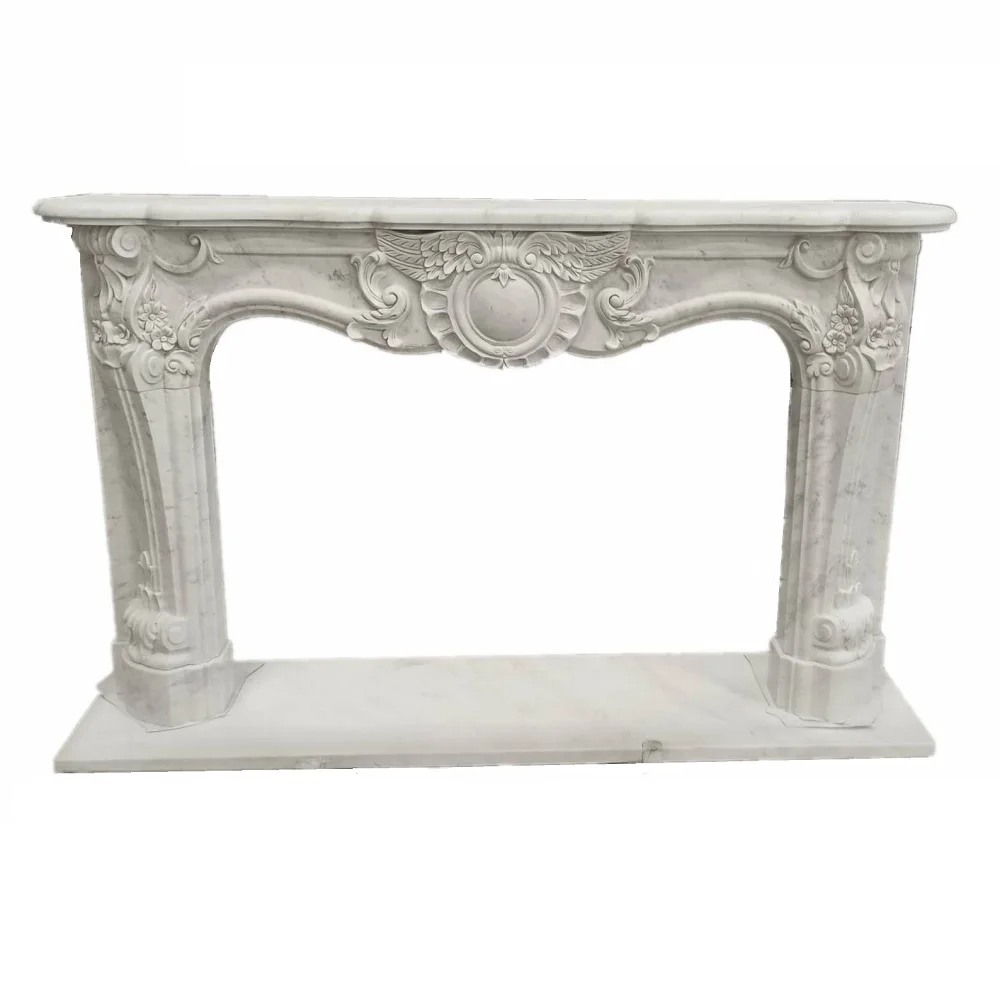 Cheap Pink Natural White & Beige Marble Electric Fireplace Marble Elegant Fireplaces