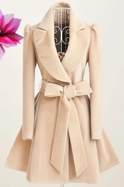 Liu Ming Winter Women Clothes Elegant Outerwear Woolen Jacket Long Coats