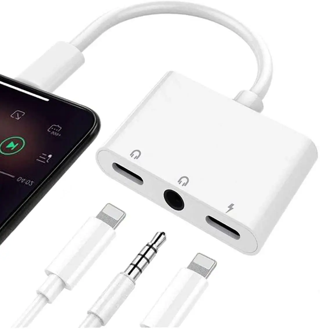 3 in 1Headphone Adapter 3.5mm Jack Headphone Adapter 3 in 1 Earphone and Charging Splitter for iPhone 1211SEXSXRX87 and iPad