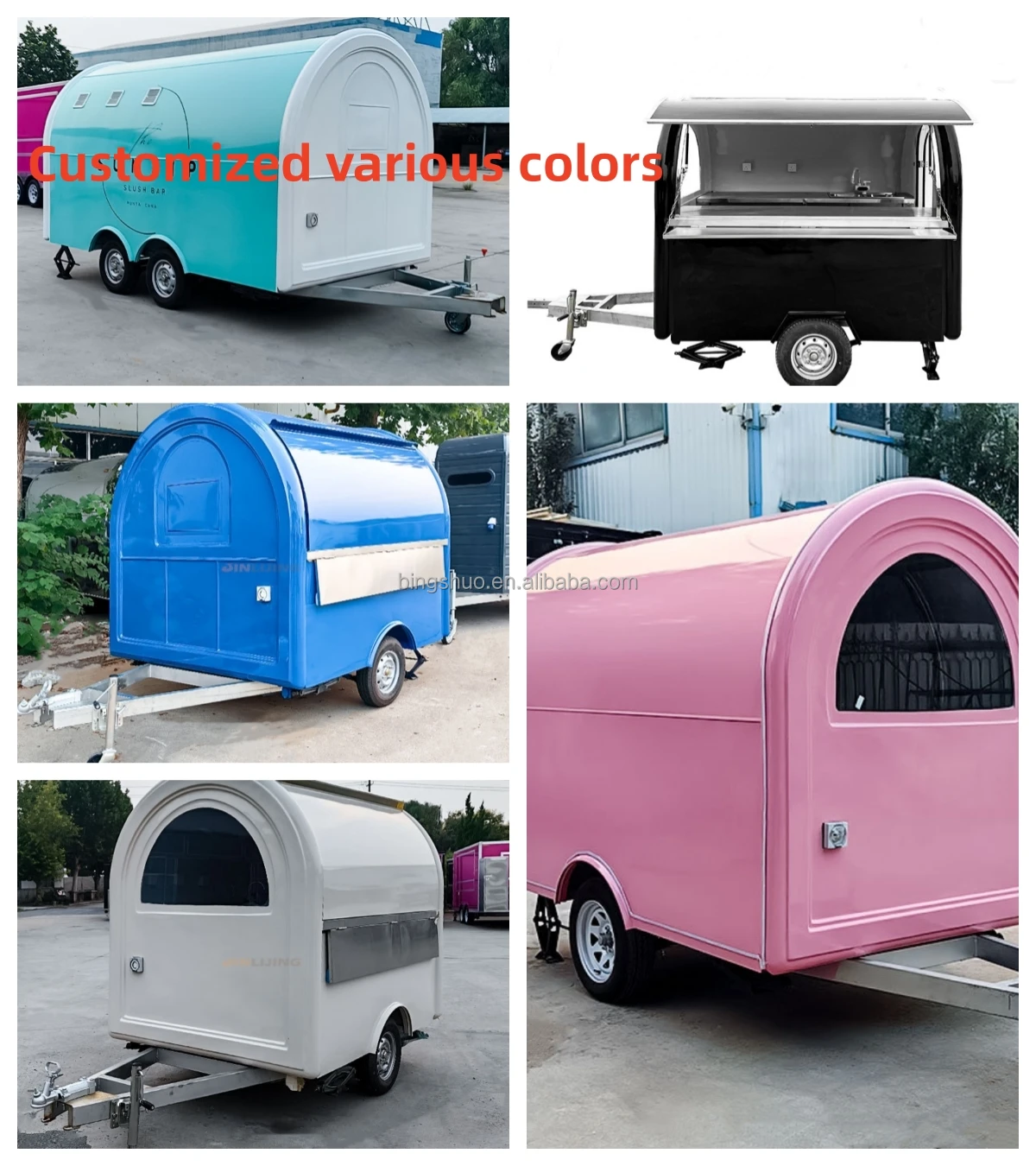 USA & Europe Commercial Fast Food Trailer Van Cart Mobile Commercial BBQ & Ice Cream Van for Home Use for Sale
