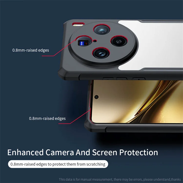 High Quality 4 Corner Anti Fall Black TPU Bumper Clear Acrylic Hard Transparent Back Cover Phone Case For Vivo X200 Pro