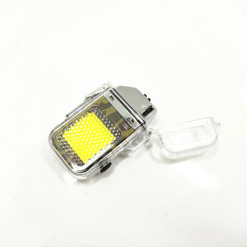 Rechargeable Windproof Waterproof Transparent electric lighter Camping Lighter Plasma Dual Arc Lighter with LED Battery Display