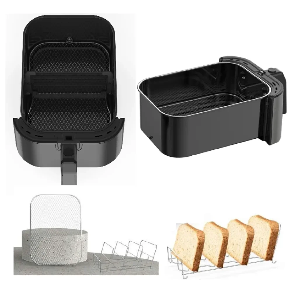 8l big Air Fryer Factory selling directly black 5L 6l smart air fryer, digital air fryer with upper and bottom heating