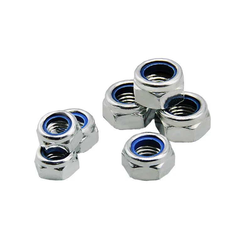nylon lock hexagon nuts bolts and nuts manufacturers with white zinc plated for customized nut