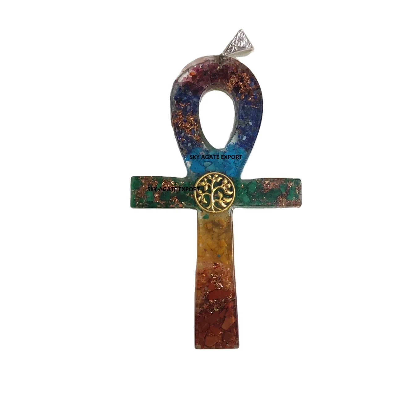 
 7 Чакра натуральный камень Дерево Жизни Логотип оргонит крест кулон купить из неба Агат экспорт  
