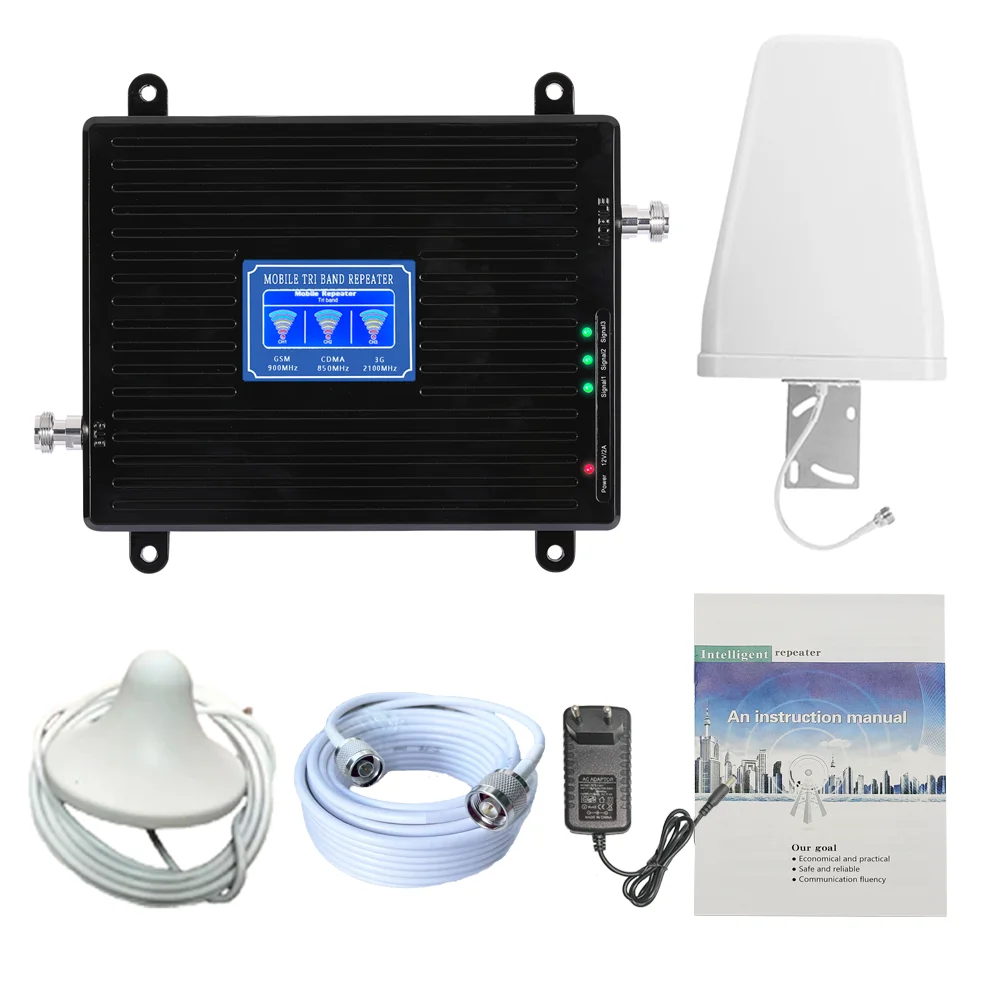Hot Selling Gsm Cdma Tri Band 900 850 2100Mhz 4G Mobile Signal Repeater Lte Network Mobile Signal Booster/cellular