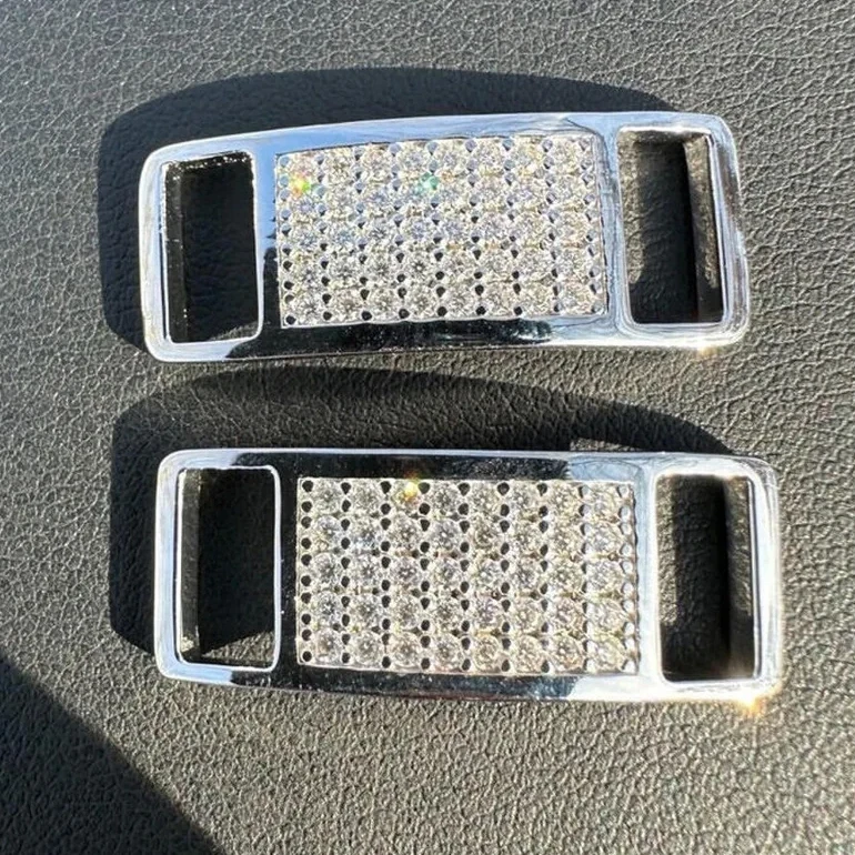 Pass Diamond Tester Vvs Moissanite Shoe Tags Iced Out Round Brilliant Cut Diamond Laces Locks Fine Jewelry Findings