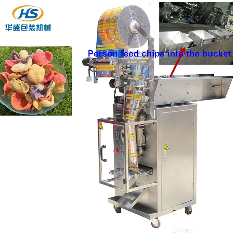 HS100WB small business manual feeding chips pouch packing machine